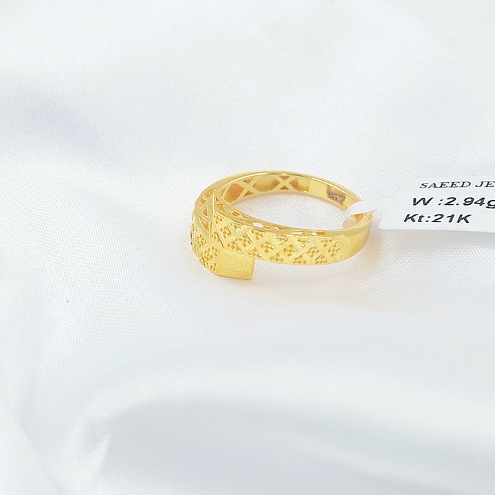 Deluxe Engraved Ring Made of 21K Gold by Saeed Jewelry 