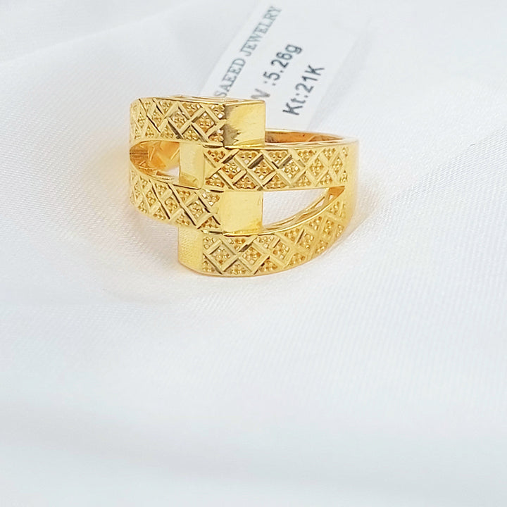 Deluxe Engraved Ring Made of 21K Gold by Saeed Jewelry 