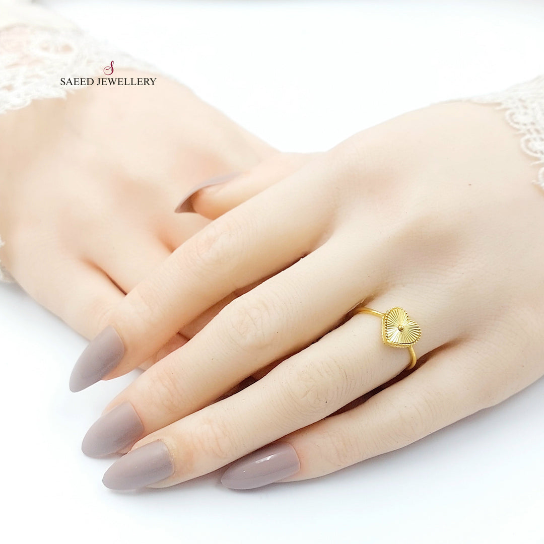 Deluxe Heart Ring Made of 21K Gold by Saeed Jewelry 