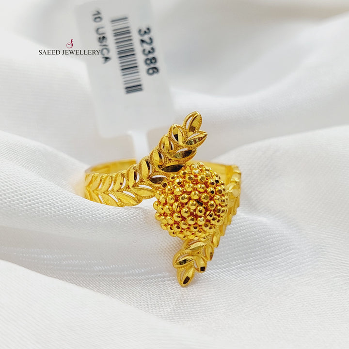 21K Gold Deluxe Leaf Ring by Saeed Jewelry - Image 3