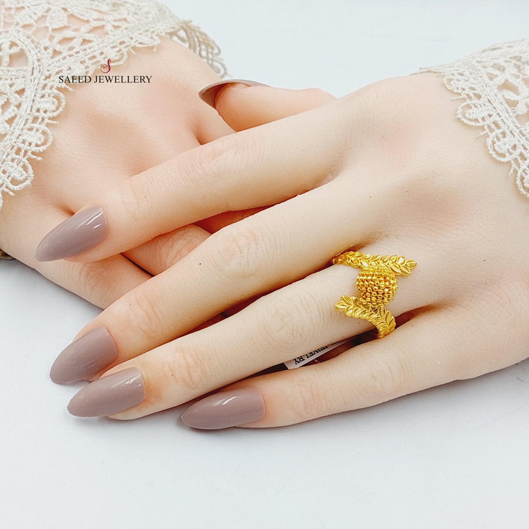 21K Gold Deluxe Leaf Ring by Saeed Jewelry - Image 4