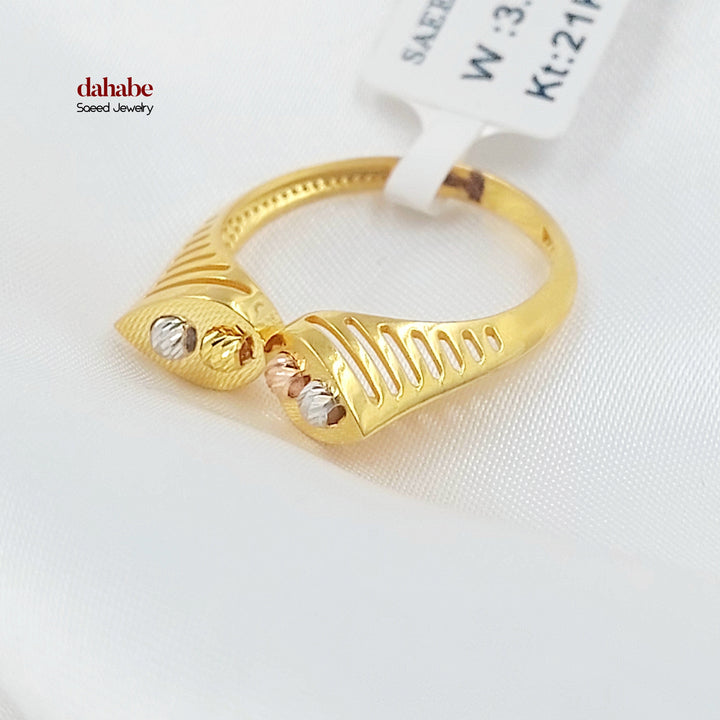21K Gold Triple Accent Bypass Ring