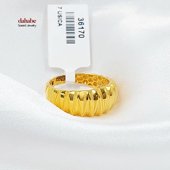 21K Gold Honeycomb Dome Ring