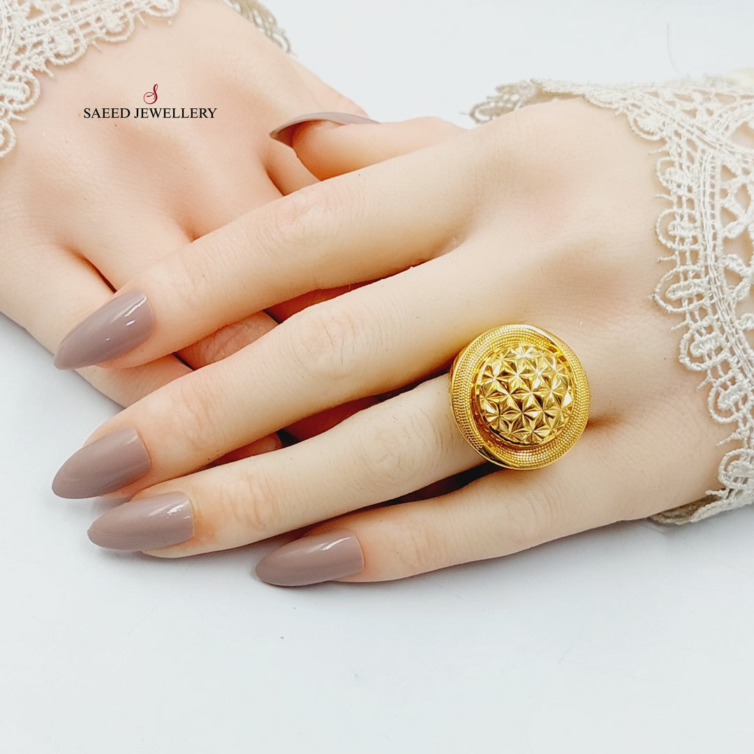 21K Gold Deluxe Rounded Ring by Saeed Jewelry - Image 4