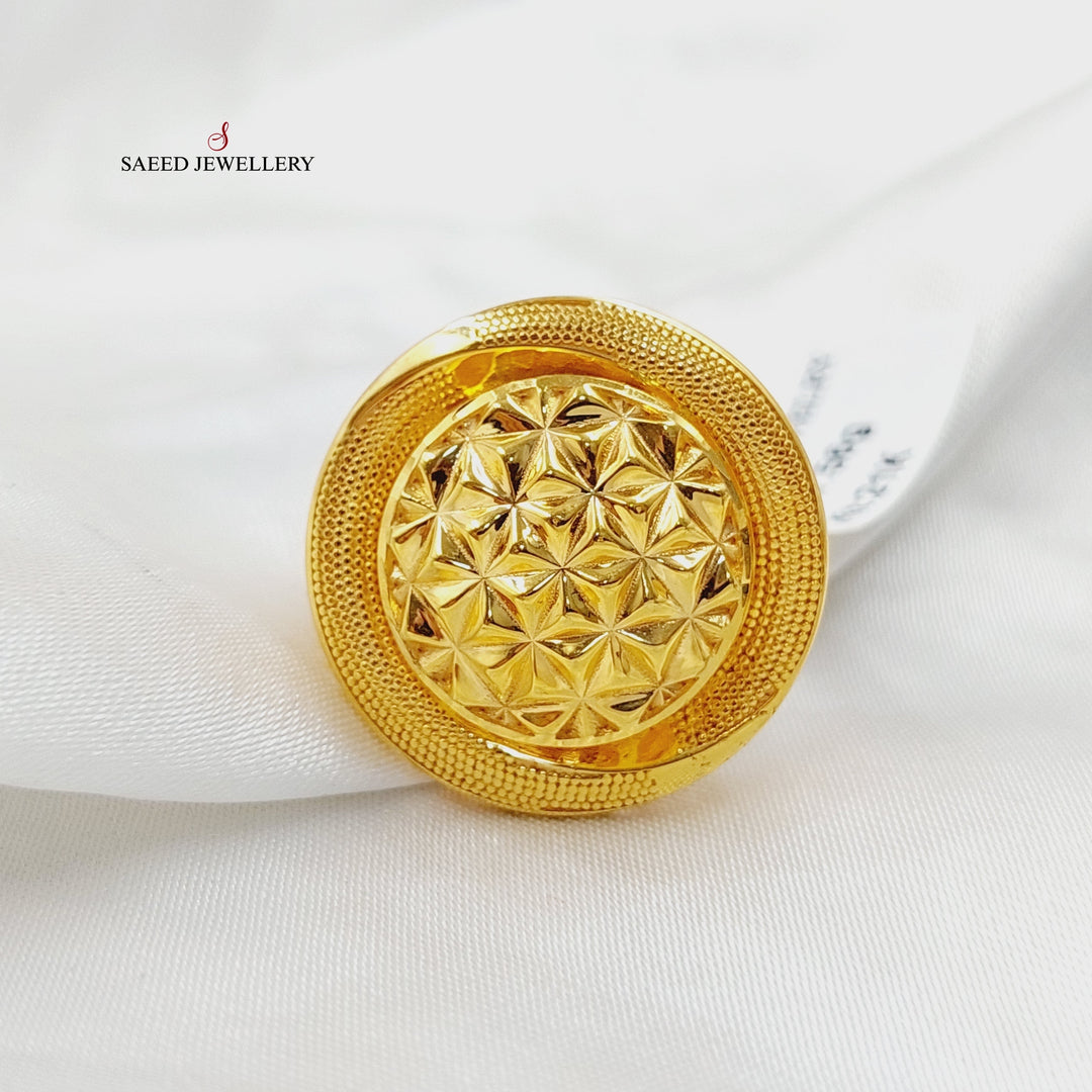 21K Gold Deluxe Rounded Ring by Saeed Jewelry - Image 3