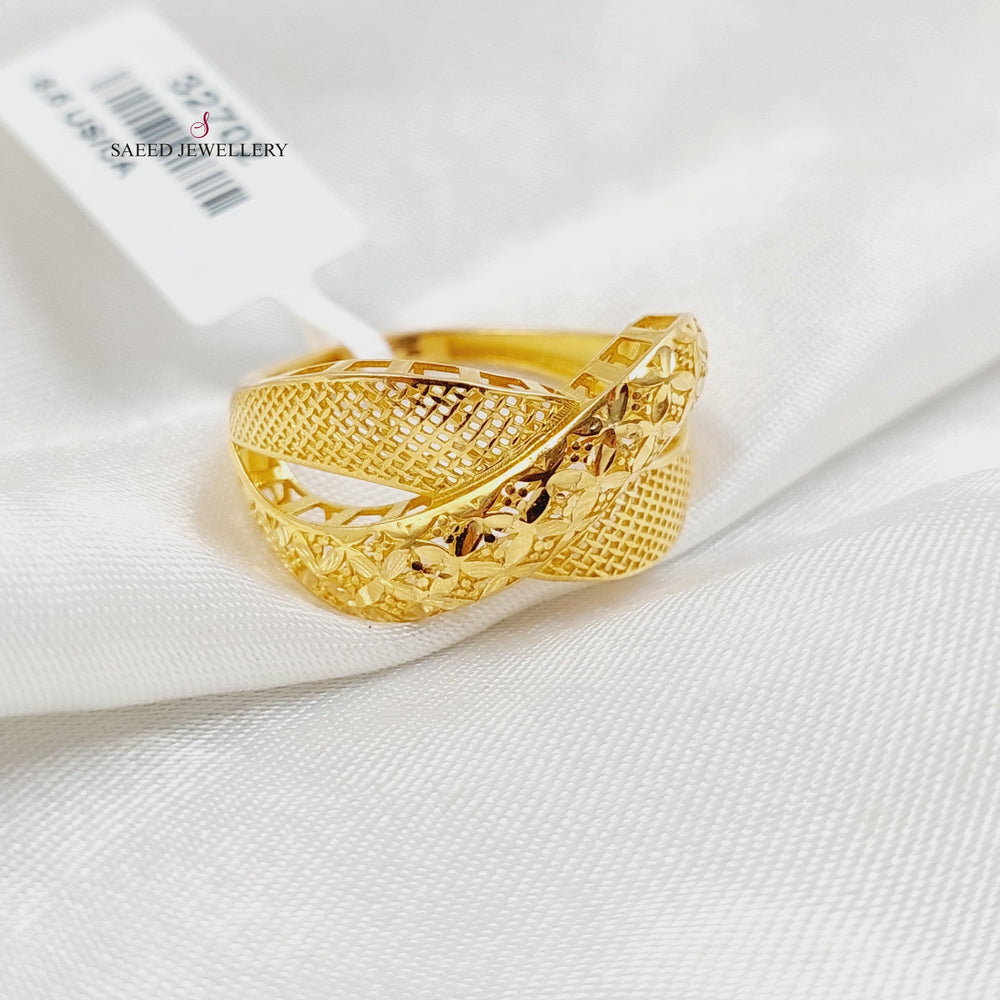 21K Gold Deluxe X Style Ring by Saeed Jewelry - Image 2