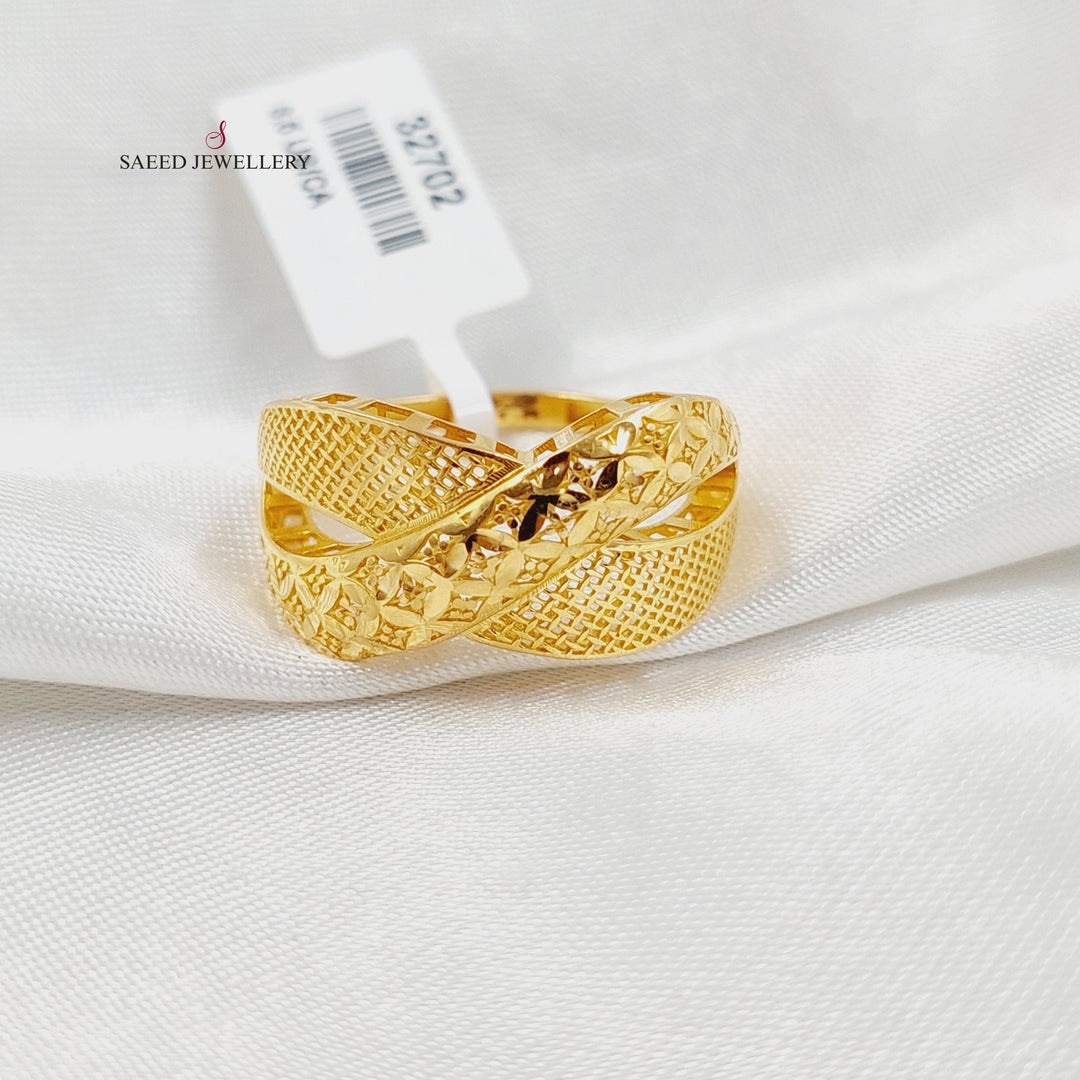 21K Gold Deluxe X Style Ring by Saeed Jewelry - Image 3