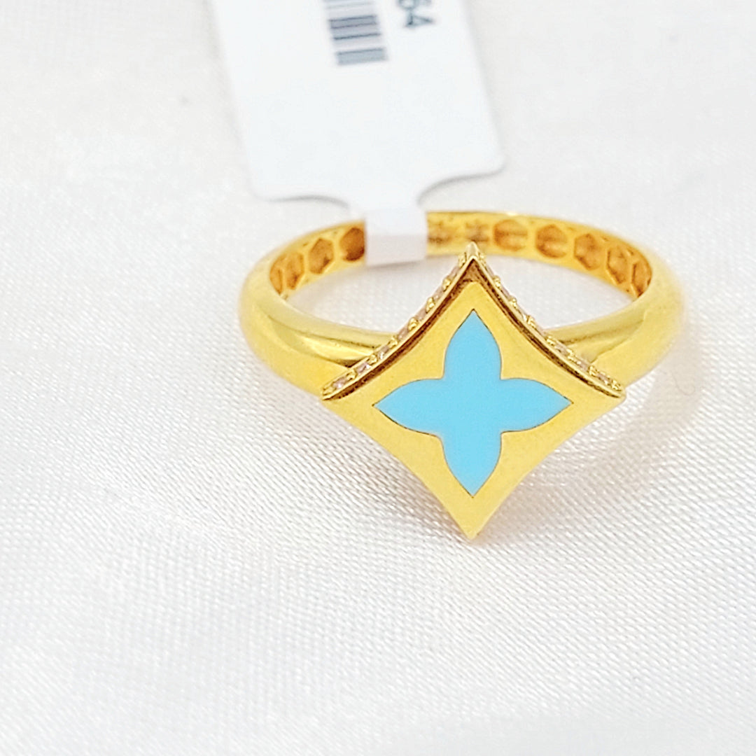 Enameled & Zircon Studded Star Ring Made of 21K Gold by Saeed Jewelry 