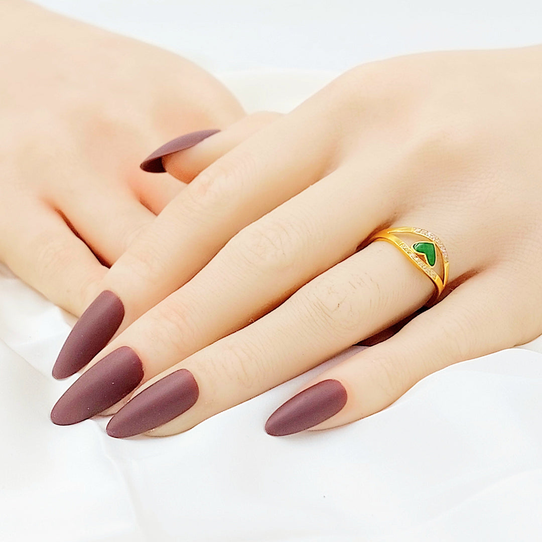 21K خاتم قلب مينا مرصع-مجوهرات الشيخ سعيد-Saeed Jewelry 