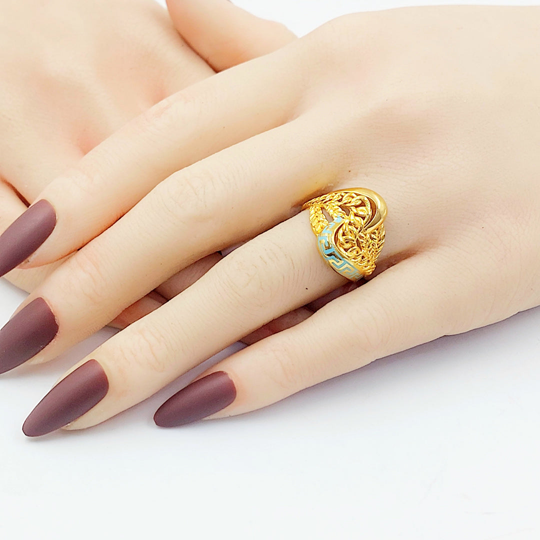 Enameled Deluxe Ring Made of 21K Gold by Saeed Jewelry 