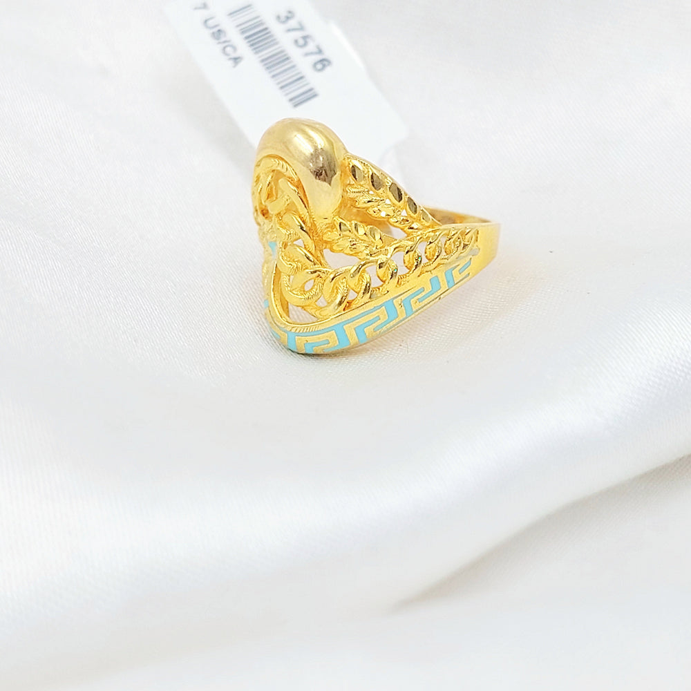 Enameled Deluxe Ring Made of 21K Gold by Saeed Jewelry 