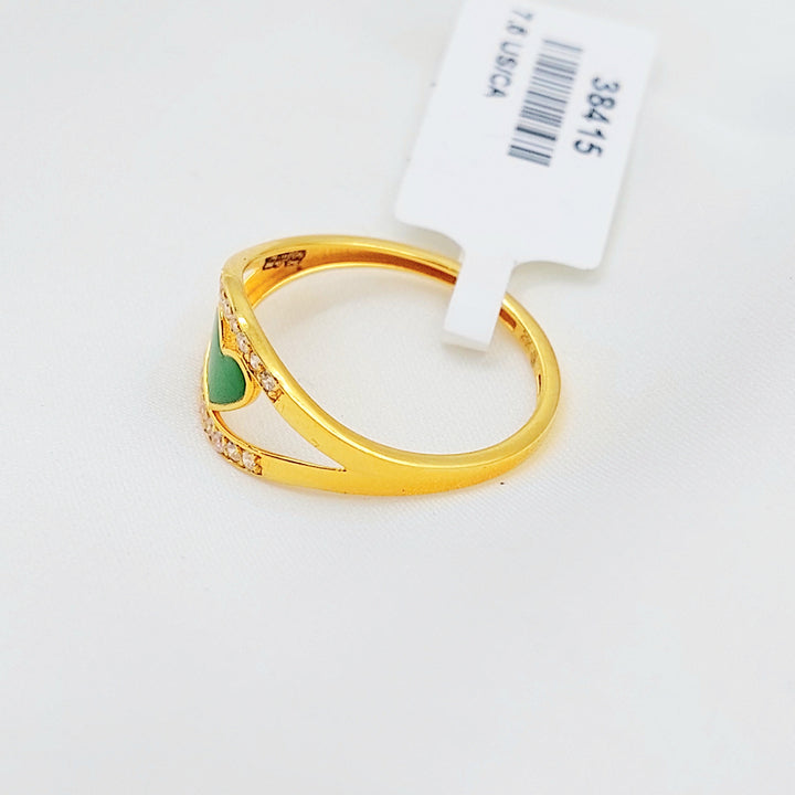 21K خاتم قلب مينا مرصع-مجوهرات الشيخ سعيد-Saeed Jewelry 