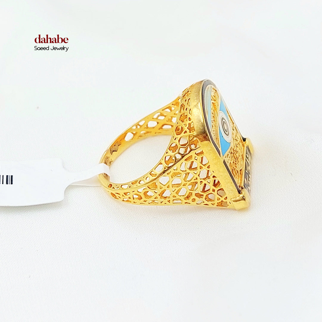 Enameled Deluxe Ring Made of 21K Gold by Saeed Jewelry 