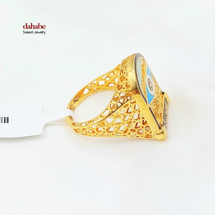 Enameled Deluxe Ring Made of 21K Gold by Saeed Jewelry 