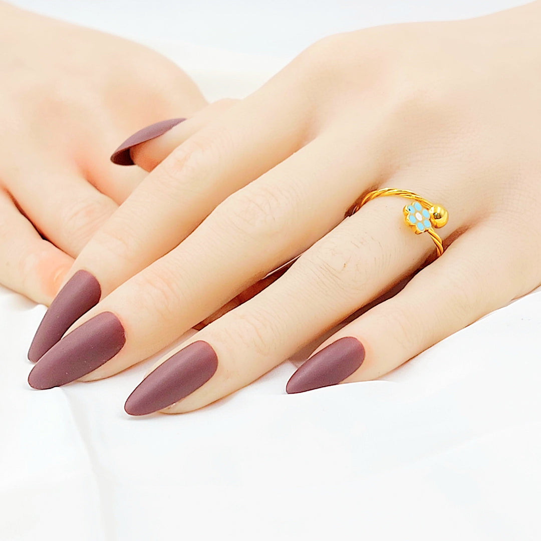 Enameled Rose Ring Made of 21K Gold by Saeed Jewelry 