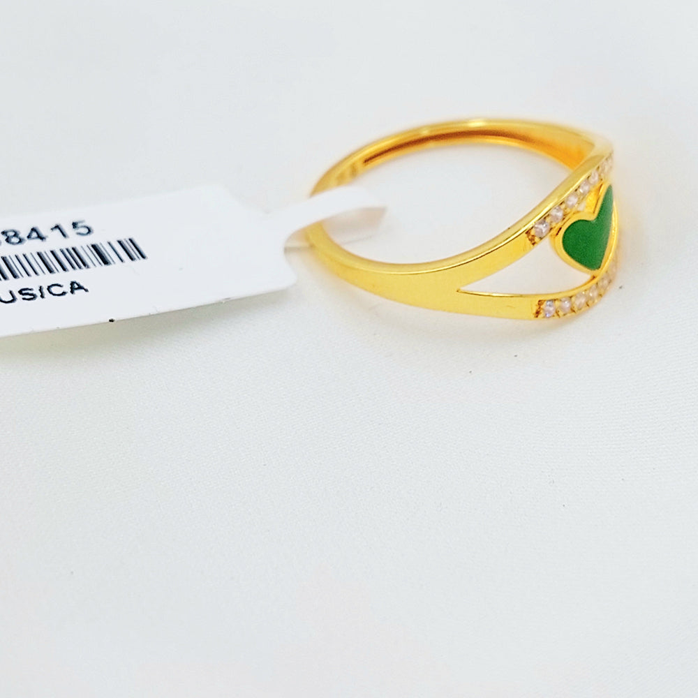 21K خاتم قلب مينا مرصع-مجوهرات الشيخ سعيد-Saeed Jewelry 