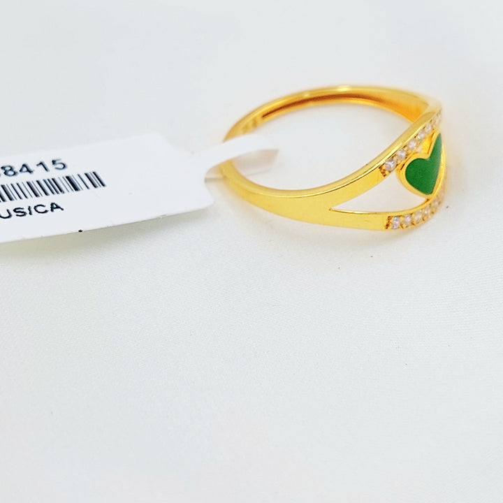 21K خاتم قلب مينا مرصع-مجوهرات الشيخ سعيد-Saeed Jewelry 
