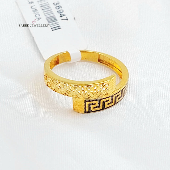 Enameled Belt Ring Made of 21K Gold by Saeed Jewelry 