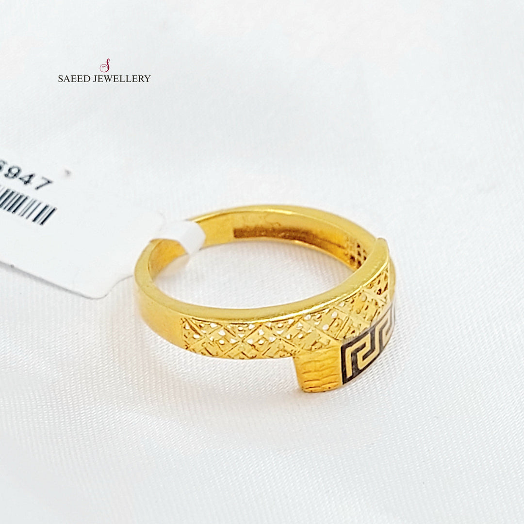 Enameled Belt Ring Made of 21K Gold by Saeed Jewelry 