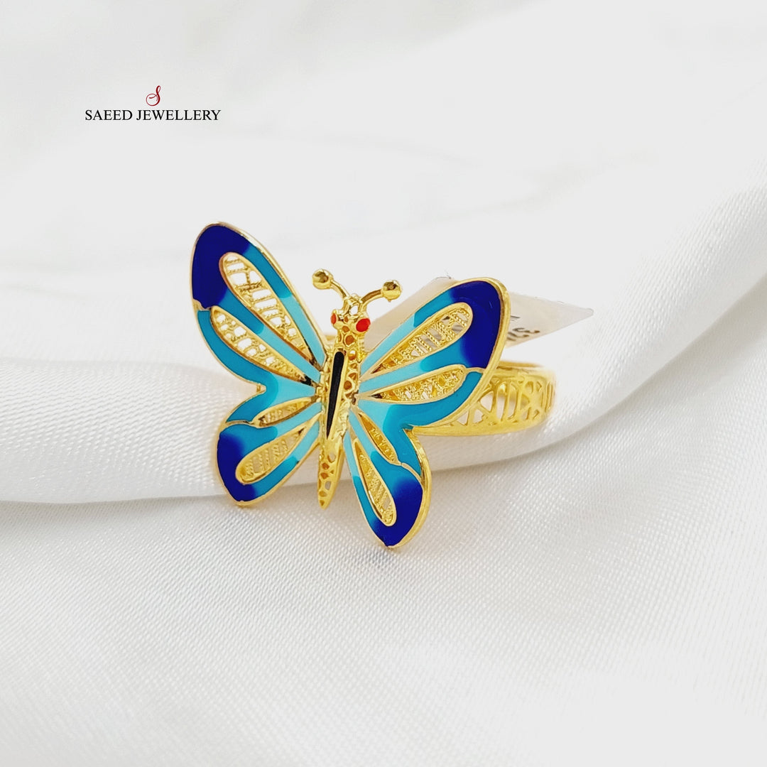 21K Gold Enameled Butterfly Ring by Saeed Jewelry - Image 2