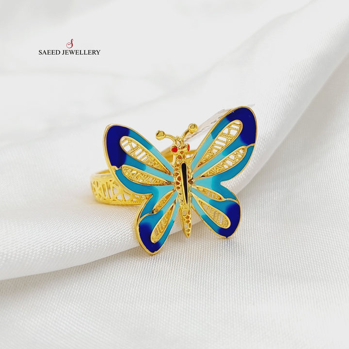 21K Gold Enameled Butterfly Ring by Saeed Jewelry - Image 1