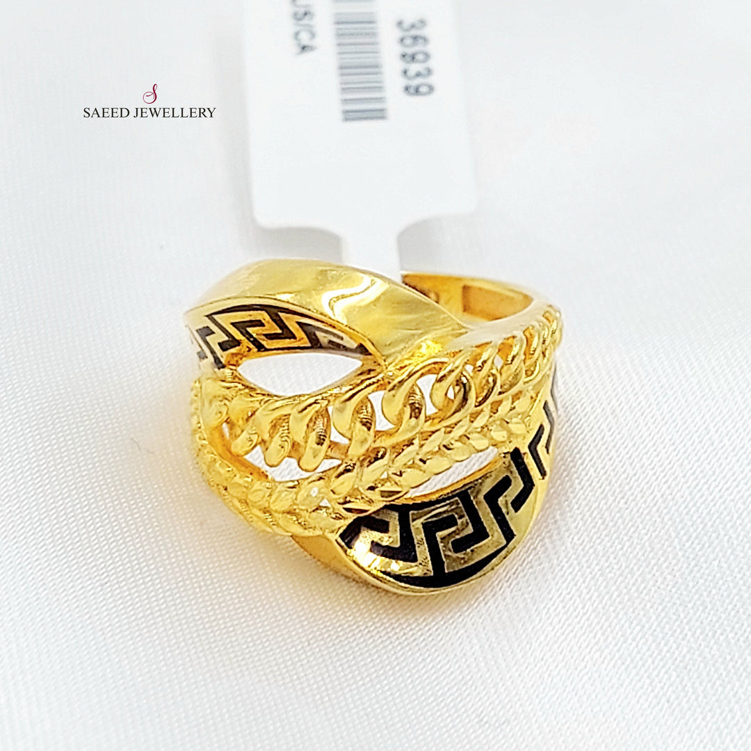 Enameled Deluxe Ring Made of 21K Gold by Saeed Jewelry 