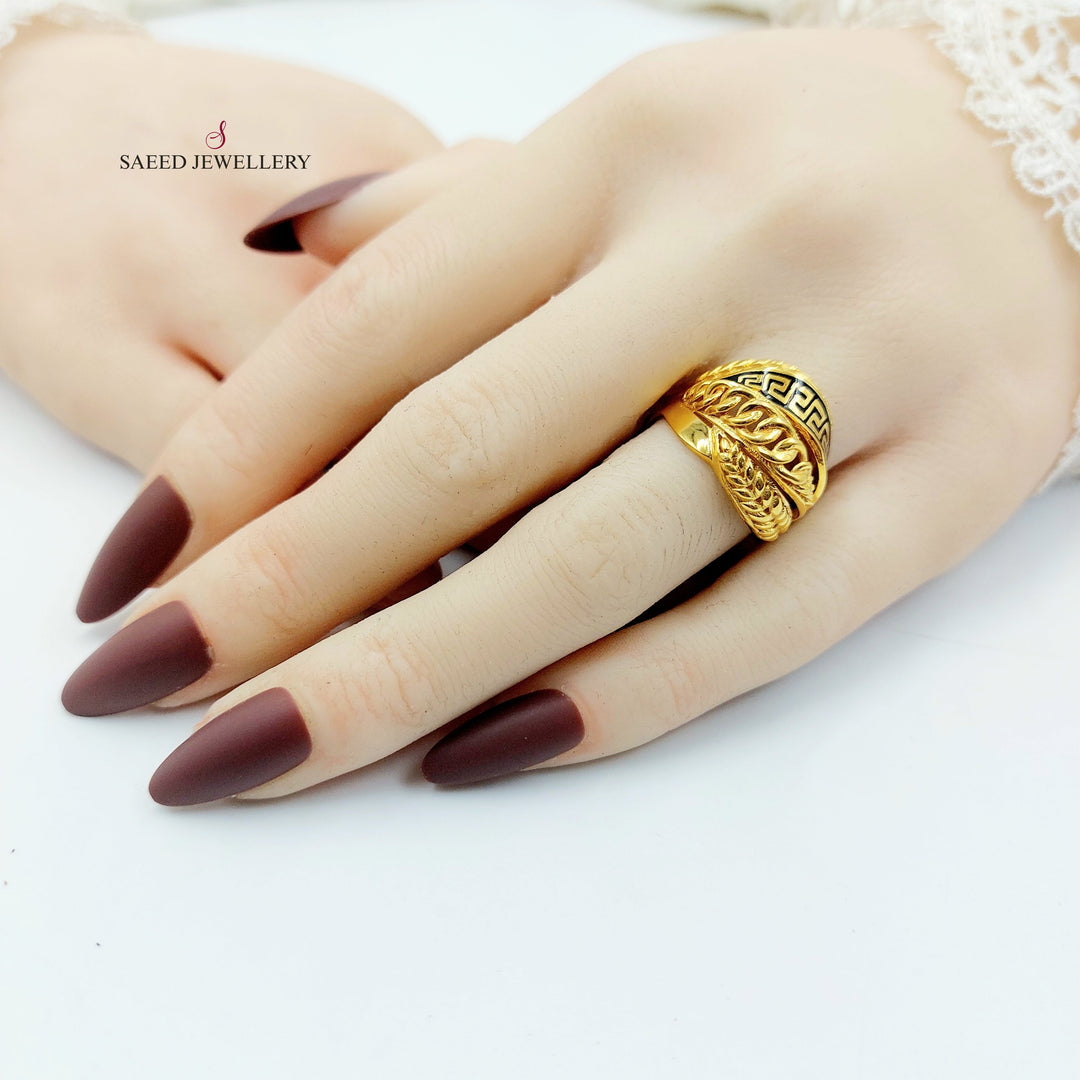 Enameled Deluxe Ring Made of 21K Gold by Saeed Jewelry 
