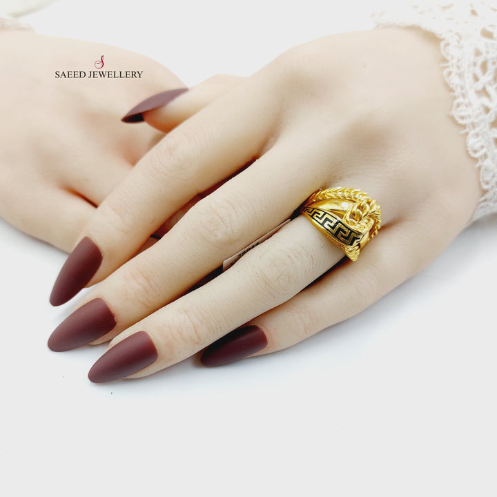 Enameled Deluxe Ring Made of 21K Gold by Saeed Jewelry 