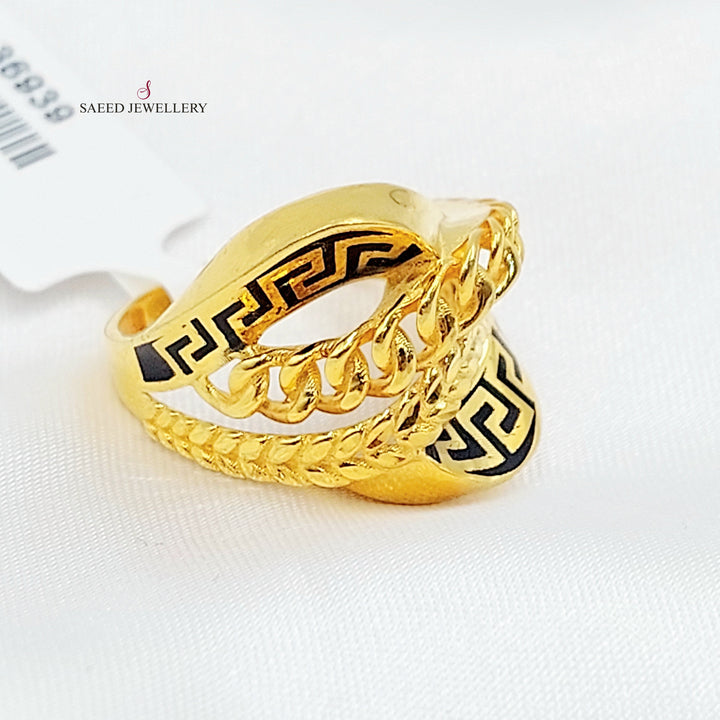 Enameled Deluxe Ring Made of 21K Gold by Saeed Jewelry 