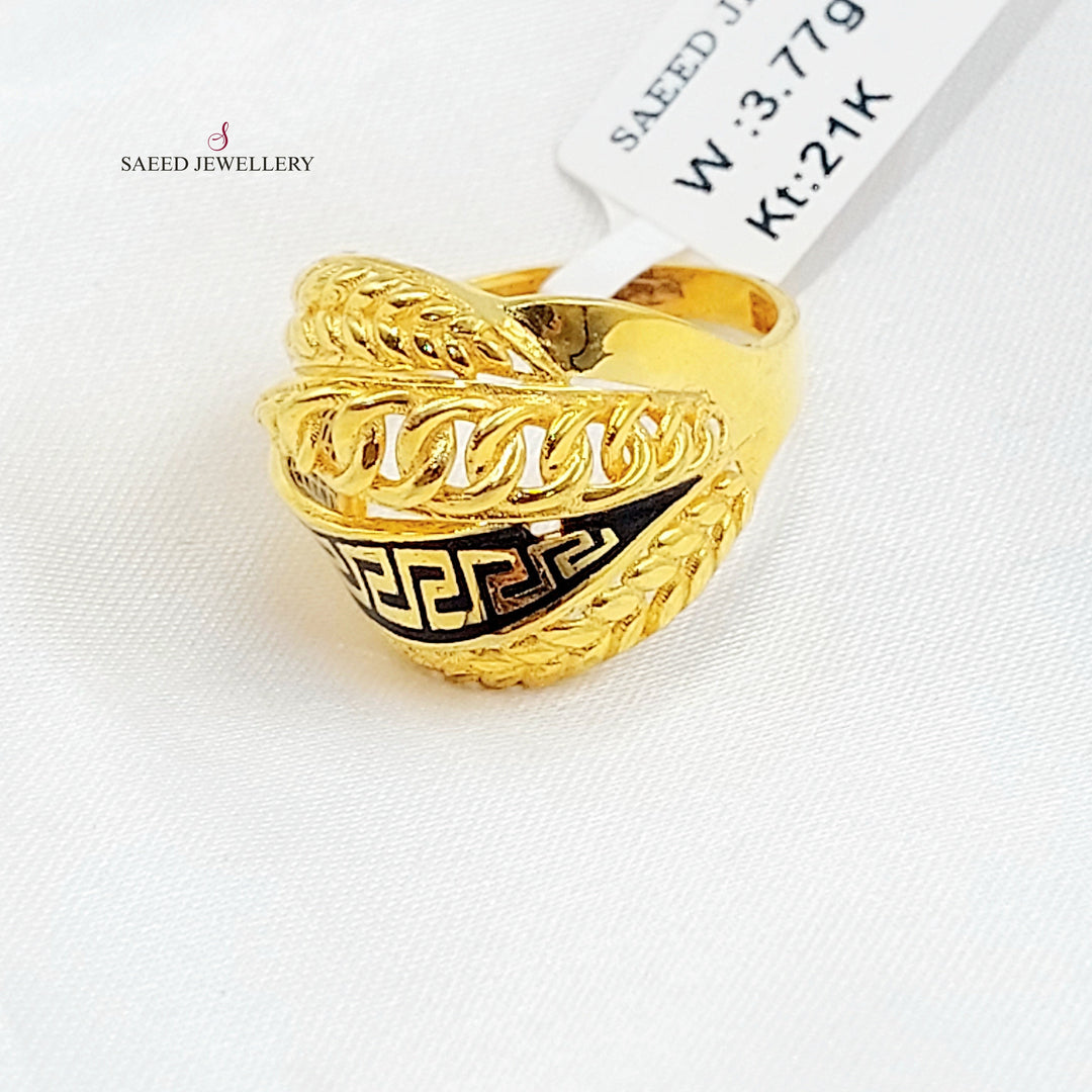 Enameled Deluxe Ring Made of 21K Gold by Saeed Jewelry 