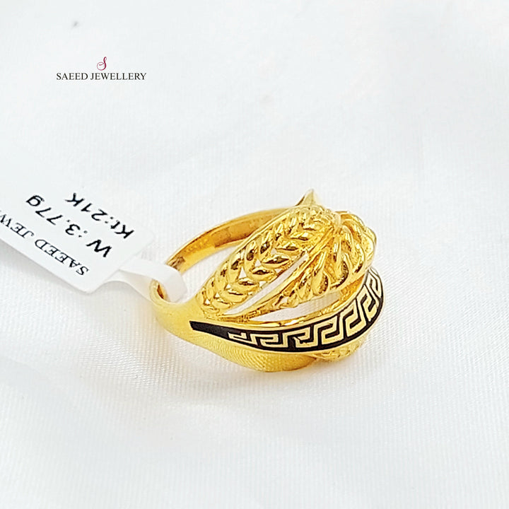 Enameled Deluxe Ring Made of 21K Gold by Saeed Jewelry 