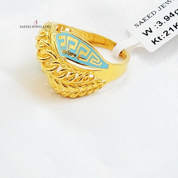 Enameled Deluxe Ring Made of 21K Gold by Saeed Jewelry 