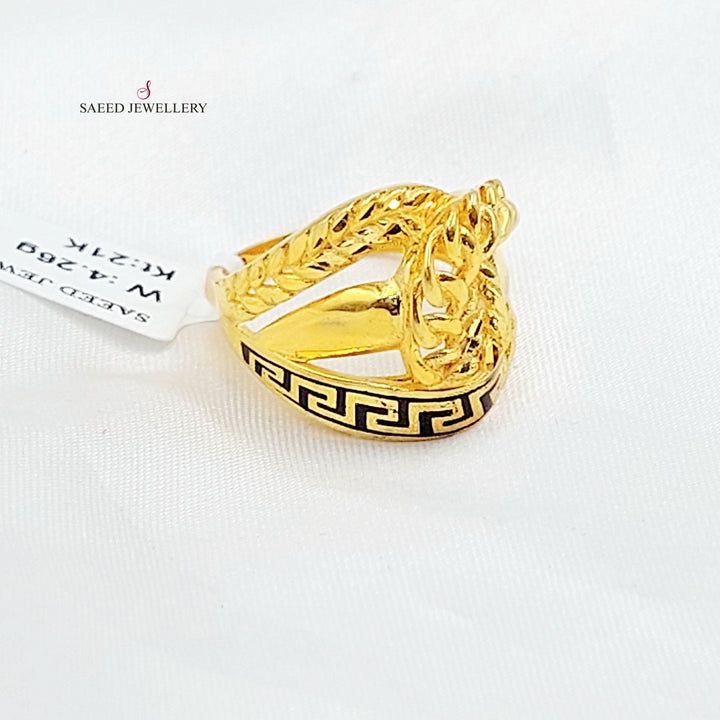 Enameled Deluxe Ring Made of 21K Gold by Saeed Jewelry 