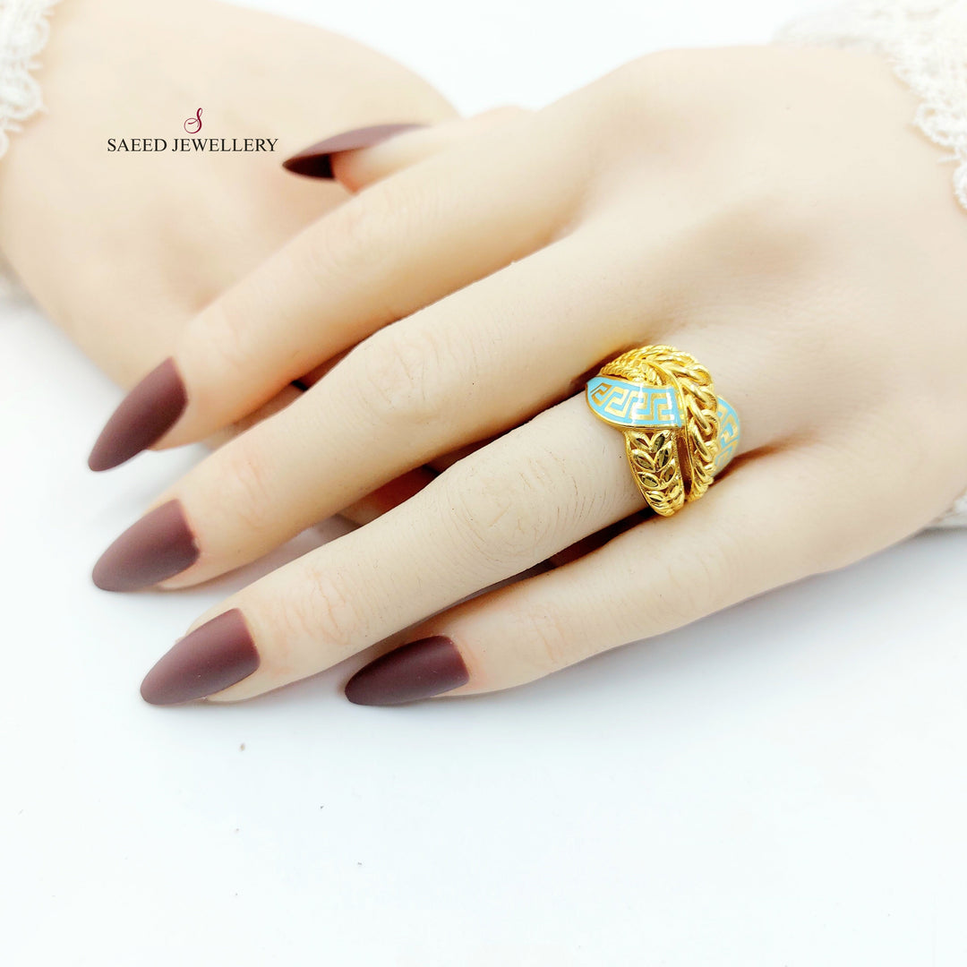 Enameled Deluxe Ring Made of 21K Gold by Saeed Jewelry 