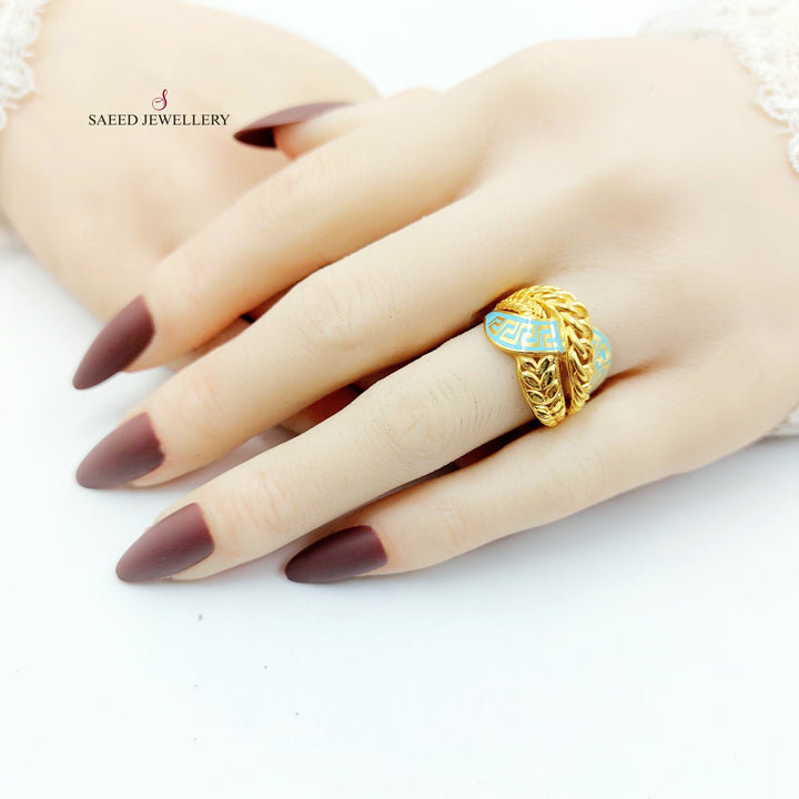 Enameled Deluxe Ring Made of 21K Gold by Saeed Jewelry 