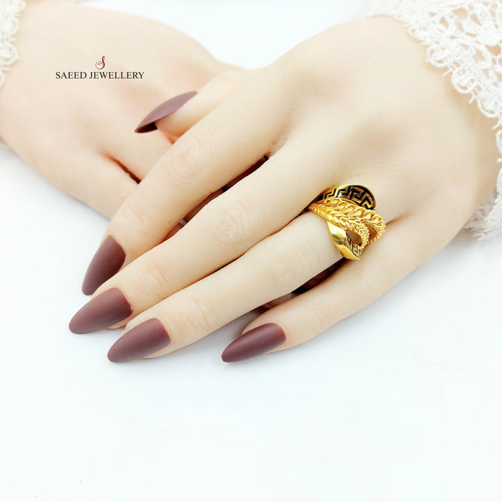 Enameled Deluxe Ring Made of 21K Gold by Saeed Jewelry 