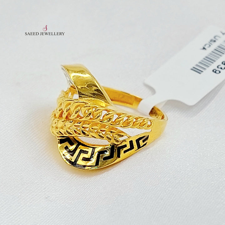 Enameled Deluxe Ring Made of 21K Gold by Saeed Jewelry 