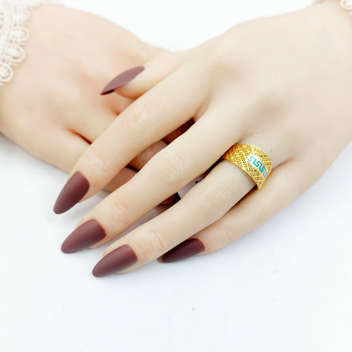 Enameled Engraved Ring Made of 21K Gold by Saeed Jewelry 