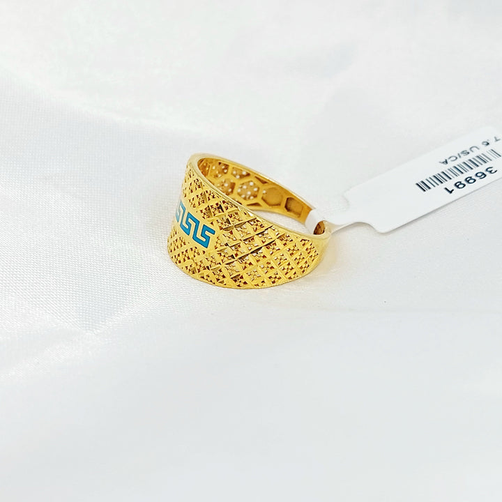 Enameled Engraved Ring Made of 21K Gold by Saeed Jewelry 