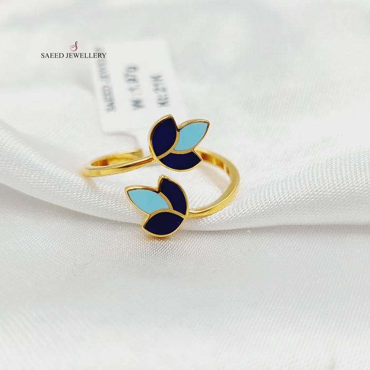 Enameled Leaf Ring Made of 21K Gold by Saeed Jewelry 