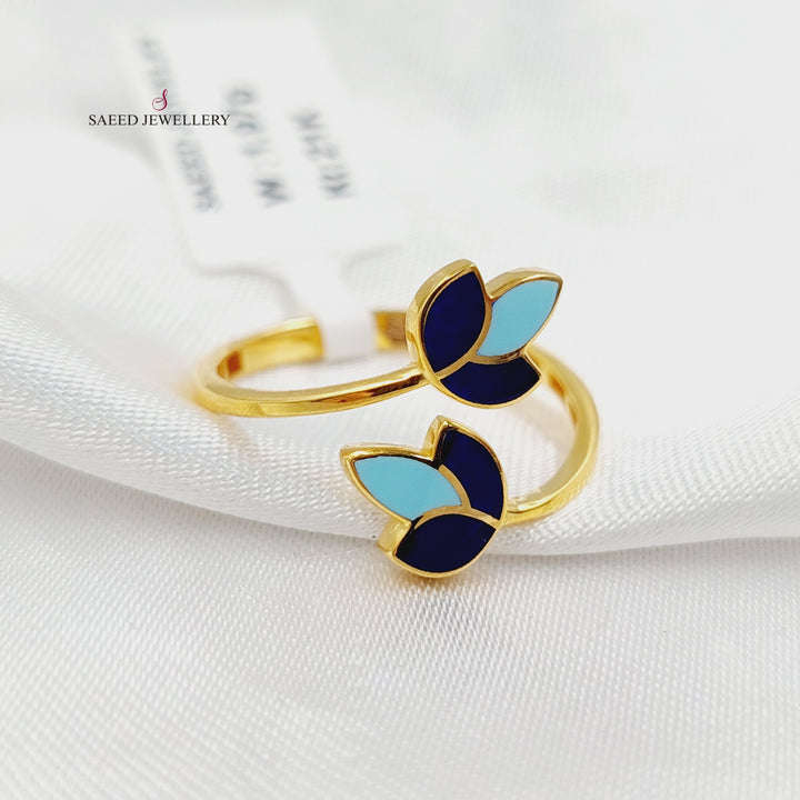 Enameled Leaf Ring Made of 21K Gold by Saeed Jewelry 