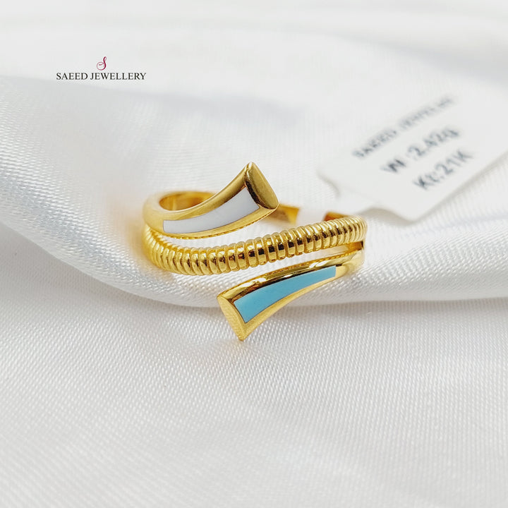 Enameled Nail Ring Made of 21K Gold by Saeed Jewelry 