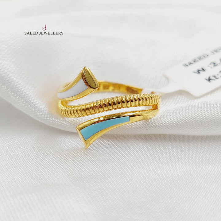 Enameled Nail Ring Made of 21K Gold by Saeed Jewelry 