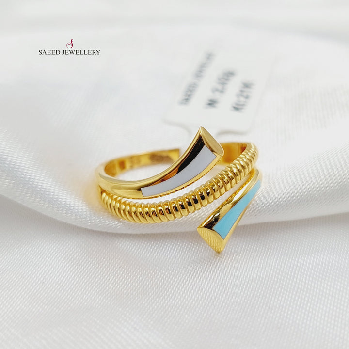 Enameled Nail Ring Made of 21K Gold by Saeed Jewelry 