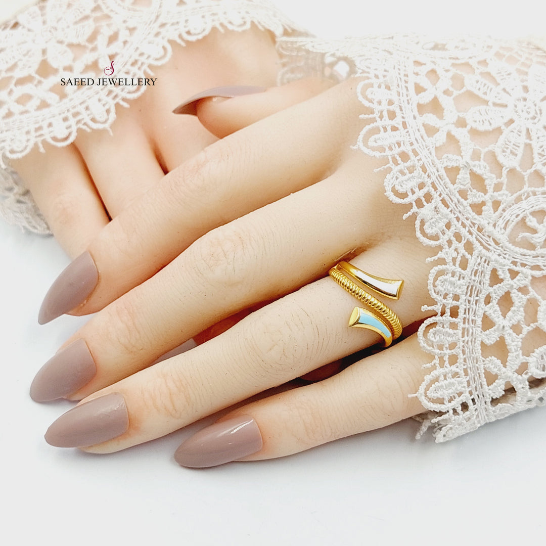 Enameled Nail Ring Made of 21K Gold by Saeed Jewelry 