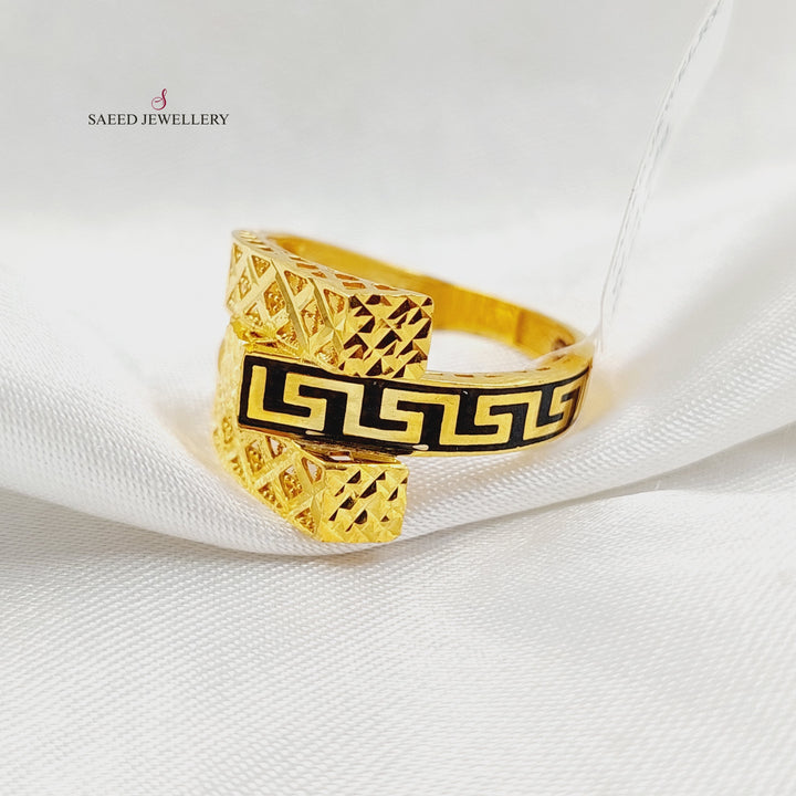 21K Gold Enameled Pyramid Ring by Saeed Jewelry - Image 2