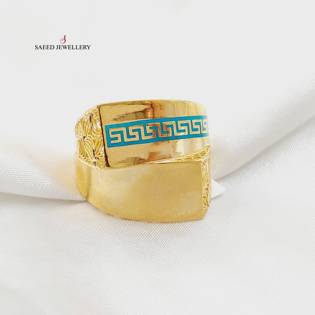 21K Gold Enameled Pyramid Ring by Saeed Jewelry - Image 1