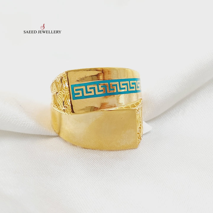 21K Gold Enameled Pyramid Ring by Saeed Jewelry - Image 1