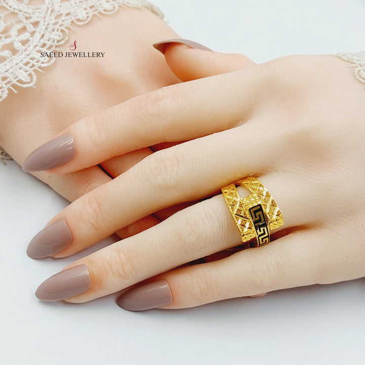 21K Gold Enameled Pyramid Ring by Saeed Jewelry - Image 4