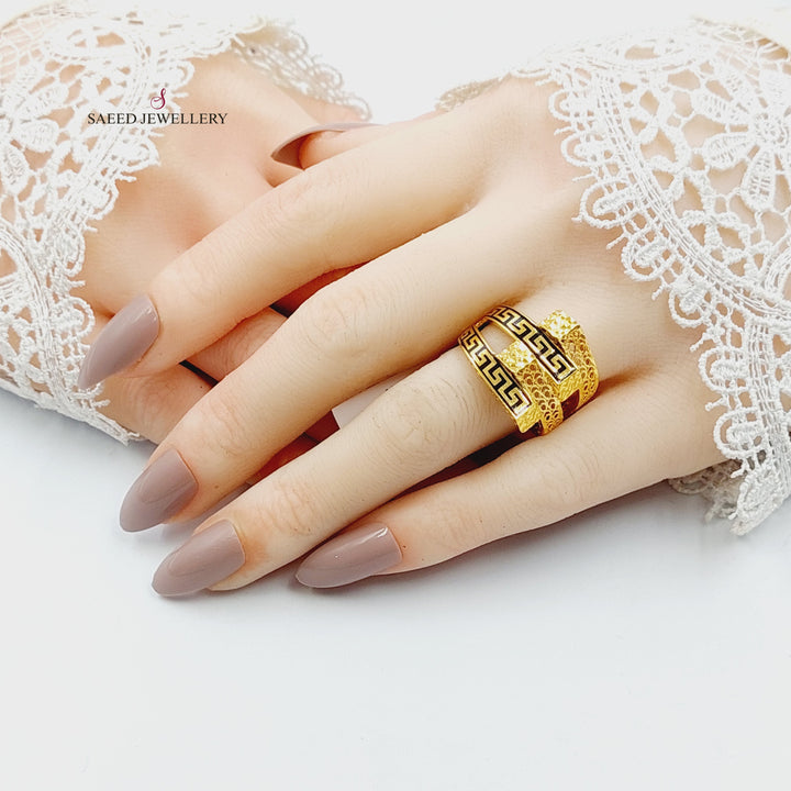 21K خاتم هرم مينا-مجوهرات الشيخ سعيد-Saeed Jewelry 